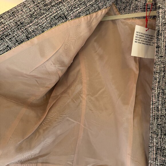 New Anne Klein Tweed Jacket Women Size 16 Gray Pink Collarless Structured Blazer - Picture 7 of 10